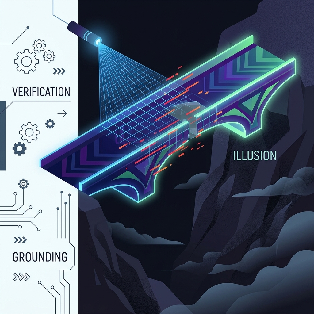 Illustration of verification vs illusion